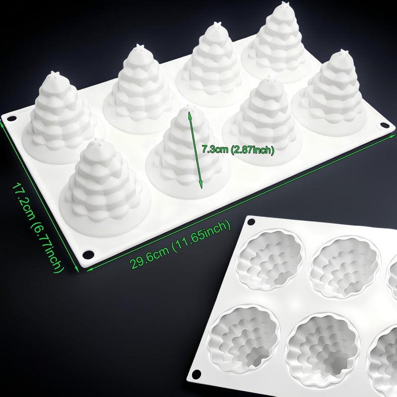 LLPMutu 3D Christmas Tree Silicone Molds Large Christmas Molds Xmas Tree Pan Silicone Mold 8-Cavity Christmas Cake Mold for Mousse Cake Muffin Baking Jello Chocolate Ice Cube Soap Candle Lotion Bar Bath Bomb - Image 4